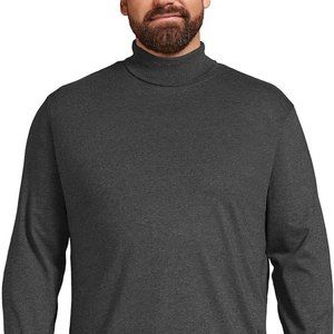 Lands' End Men's "Super T Turtleneck" (Dark Charcoal Heather, Large)